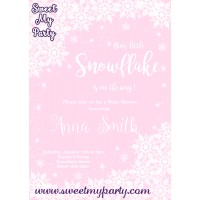Winter Wonderland Baby Shower Invitation pink,(005)